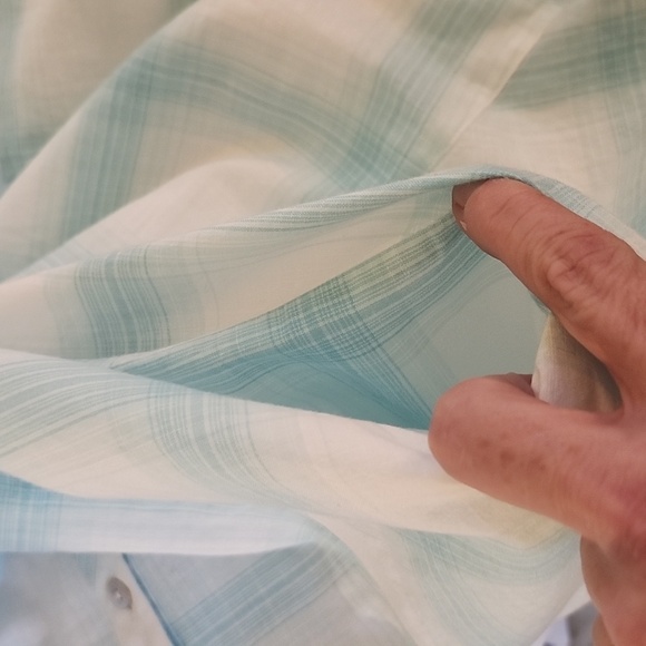 Soft Surroundings pearl button‎ down top pale blue white plaid womens ext… - Picture 11 of 13